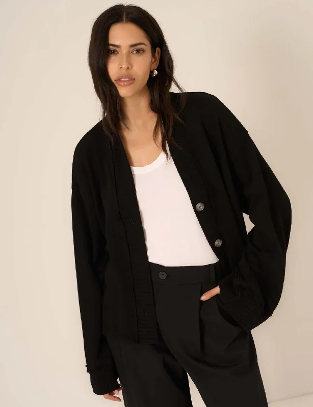 Wardrobe Upgrade Romy Button Front Cardi, Black