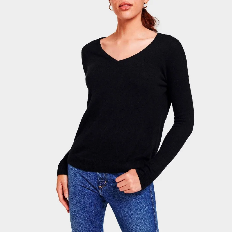 Big Savings Essential Cashmere V-Neck (Black)