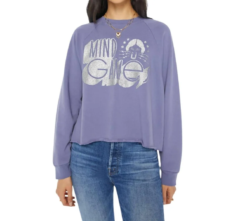 Style Redefined Boost Crop Cut-Off Sweatshirt In Purple Mind Game