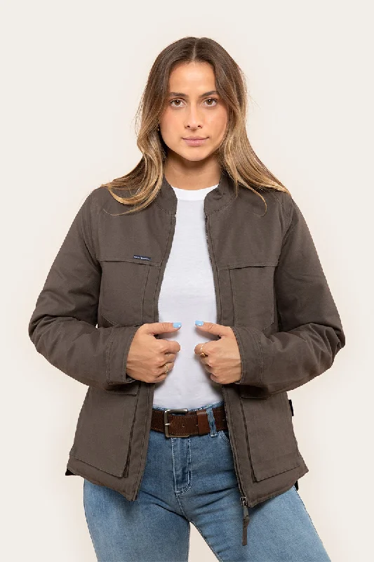 Elegant Clothing Roadhouse Womens Oilskin Jacket - Deep Brown