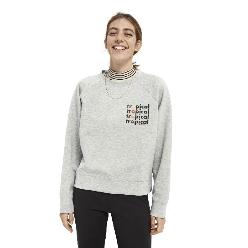 Trendy And Individual Women's Fashion Graphic Crew Neck Sweater (Grey)