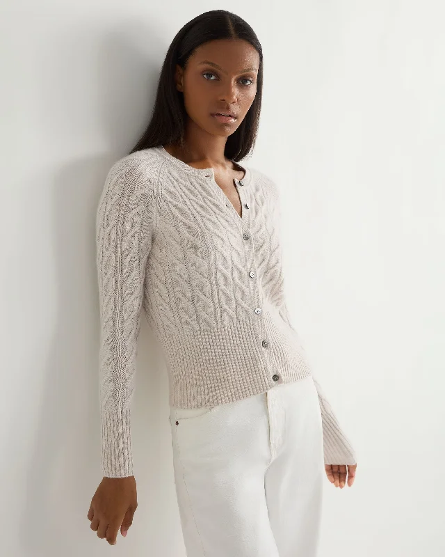 Browse Our Top Products Women's Myla Cable Cashmere Cardigan Frost White