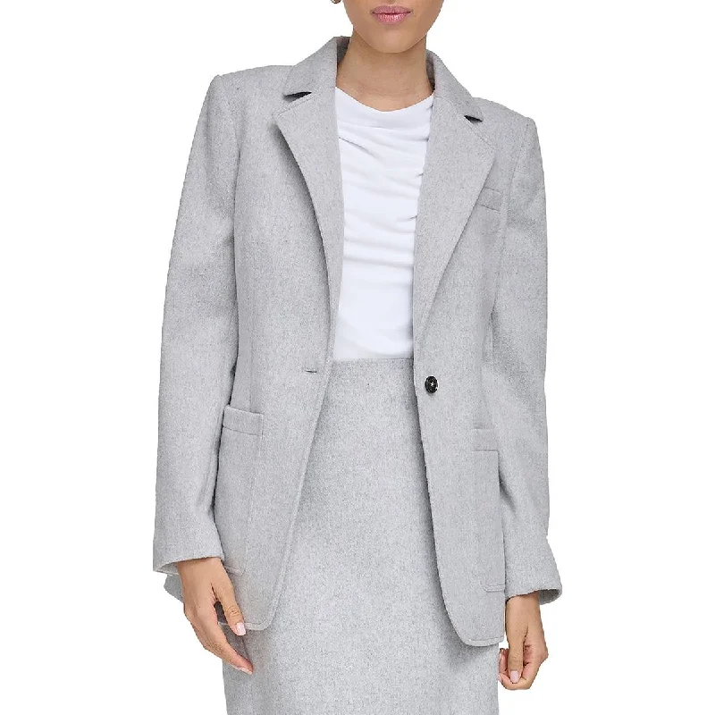 Chic Sophistication Womens Shoulder Pads Long Sleeve One-Button Blazer