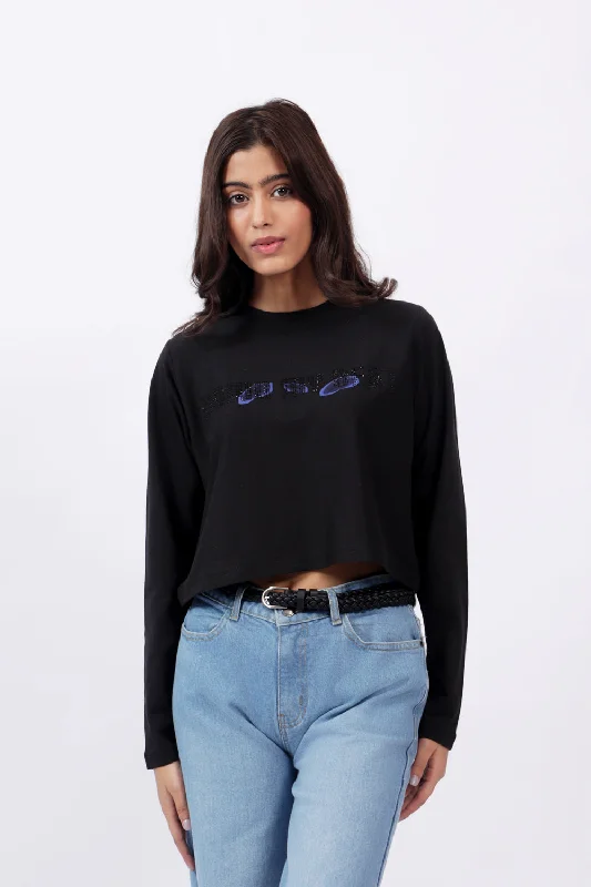 Catch Every Fashion Trend CROPPED EMBELLISHED TEE