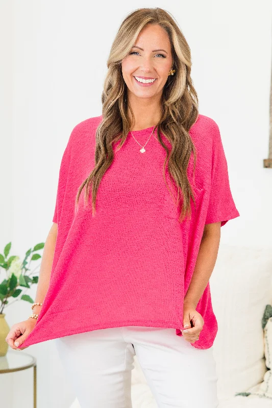 Casual Weekend Relaxed Style What Is The Call Top, Hot Pink