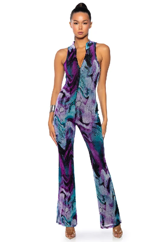 Trend Leading Collection BREATHE ME IN HIGH NECK SLEEVELESS JUMPSUIT