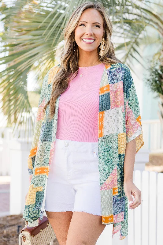 Trend Setting Wardrobe Going Coastal Babe Kimono, Navy Multi