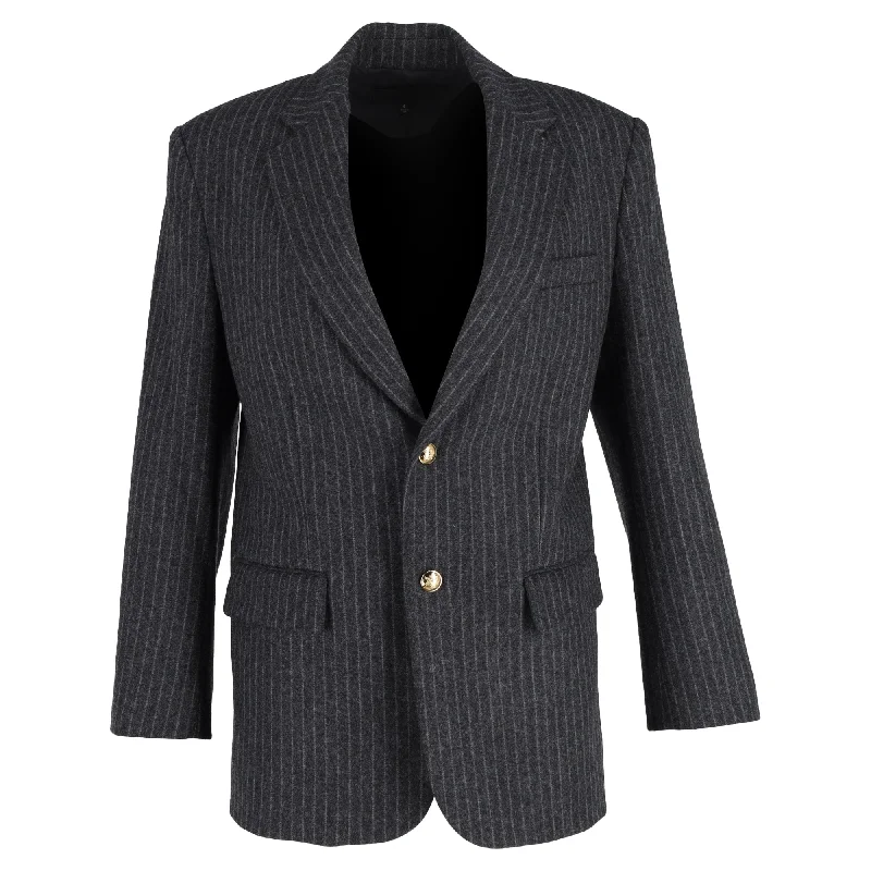 Style Versatile Women's Collection Nili Lotan Paul Pinstripe Single-Breasted Blazer in Grey Wool