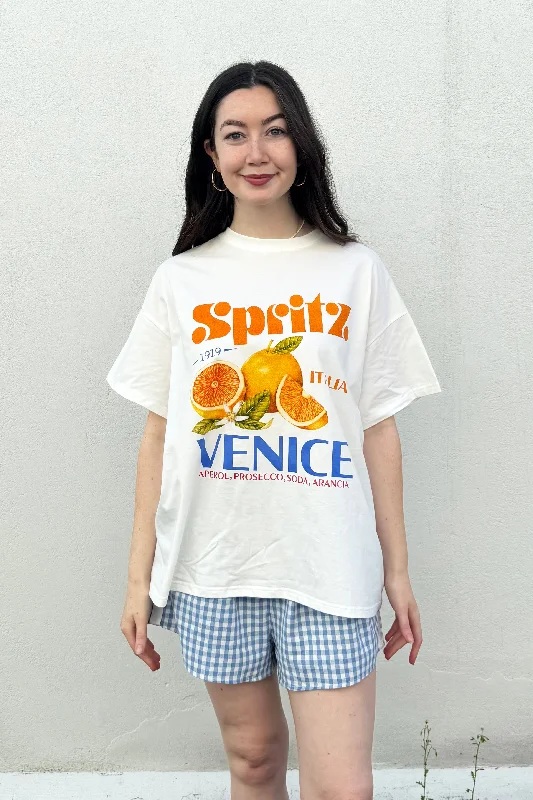 Chic And Trendy By Frankie - Aperol Spritz T Shirt Set, White/Blue Gingham