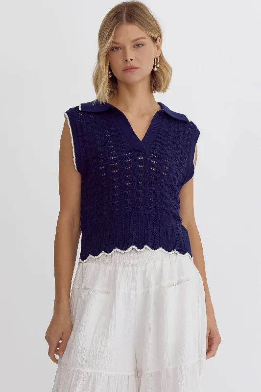 Trendy Urban Attire Sleeveless V-Neck Sweater