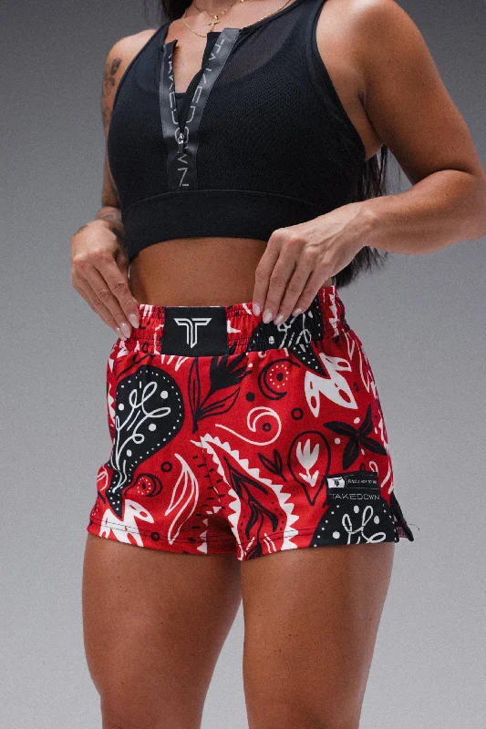 Cool Prices Bandana Women's Fight Shorts (3" Inseam) - Red