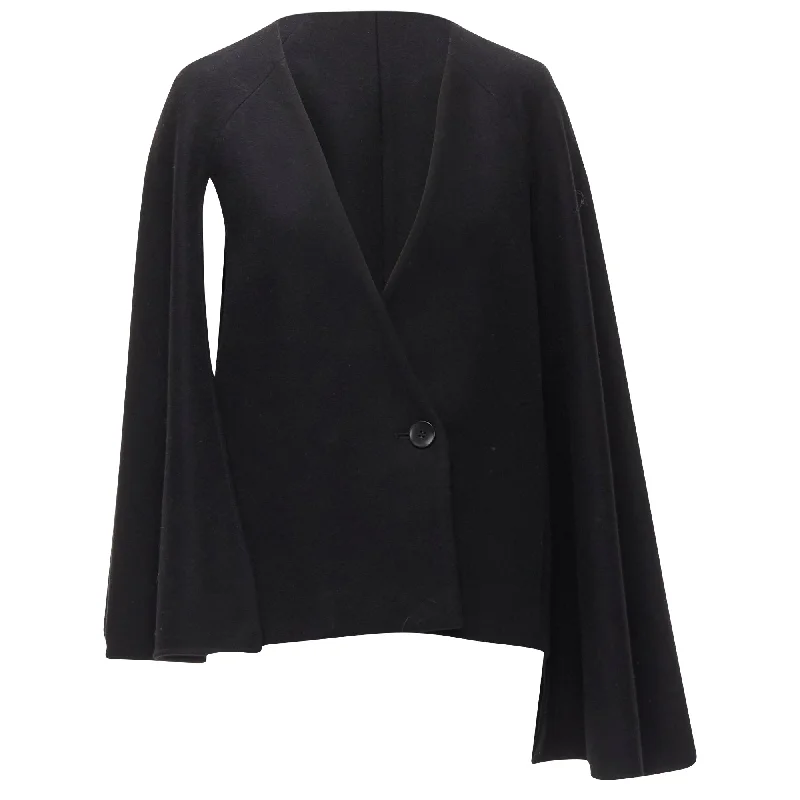 Casual Elegance TIBI virgin wool blend asymmetric cape sleeve button blazer jacket